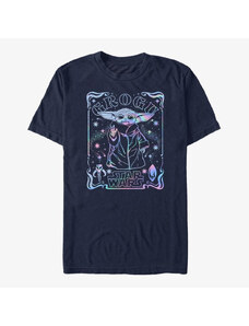 Pánské tričko Merch Star Wars: The Mandalorian - Grogu Holographic Unisex T-Shirt Navy Blue
