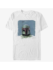 Pánské tričko Merch Star Wars Book of Boba Fett - Boba Fett Portrait Unisex T-Shirt White