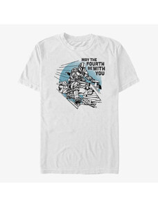 Pánské tričko Merch Star Wars: The Mandalorian - We Mobbin Unisex T-Shirt White