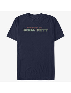 Pánské tričko Merch Star Wars Book of Boba Fett - Boba Fett Text Logo Unisex T-Shirt Navy Blue