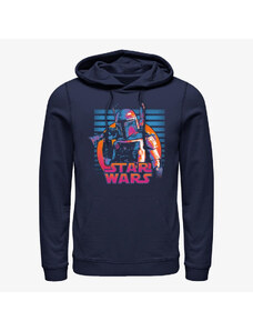 Pánská mikina Merch Star Wars: Classic - Neon Fett Unisex Hoodie Navy Blue