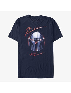 Pánské tričko Merch Star Wars: The Mandalorian - Helmet Chrome Unisex T-Shirt Navy Blue