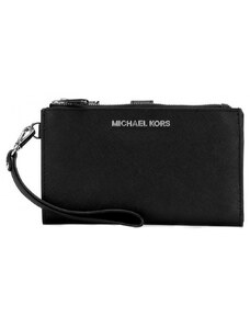 Michael Kors peněženka wristlet saffiano leather double zip black silver