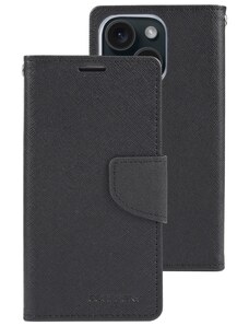 Pouzdro na iPhone 15 - Mercury, Fancy Diary Black/Black