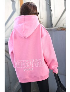 Madmext Mad Girls Pink Printed Oversized Sweatshirt