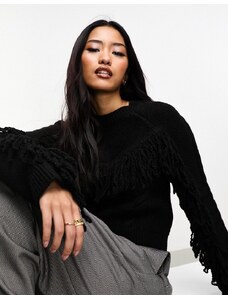 Only fringe detail jumper in black