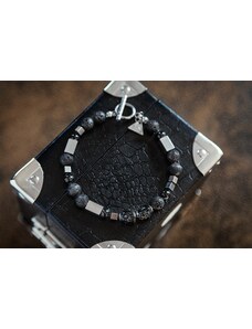 Dámsky Pánský náramek Cryptic Darkness s unikátními perlami Lampglas, lávovým kamenem a chirurgickou ocelí
