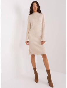 BASIC Světle béžové šaty s dlouhým rukávem --light beige Béžová