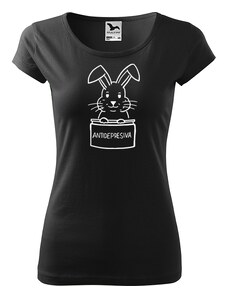 Roni Syvin + Adler/Malfini Ručně malované dámské bavlněné tričko - Antidepresivní králík