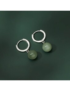 JAY Stříbrné náušnice s 10 mm jadeitem Adia - stříbro 925/1000