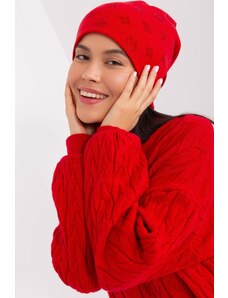 MladaModa Dámská čepice se zirkony model 32585 červená