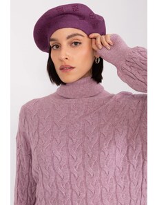 MladaModa Dámská čepice baret s aplikací model 31826 fialová