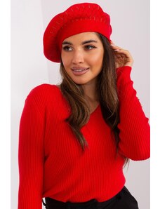 MladaModa Dámská čepice baret se zirkony model 60504 červená