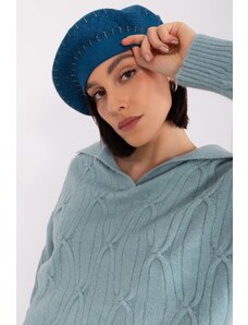 MladaModa Dámská čepice baret se zirkony model 60504 tmavá tyrkysová
