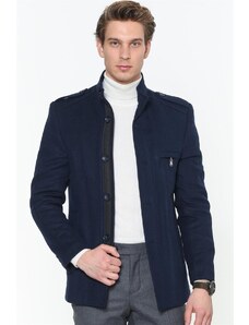 PLT8378 DEWBERRY MEN'S COAT-PLAIN NAVY BLUE