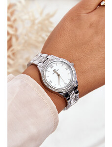 Kesi Masivní ocelové hodinky se zirkony Giorgio&Dario Silver