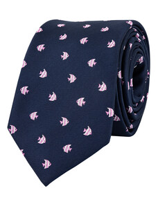 BUBIBUBI Tmavomodrá kravata s rybkami