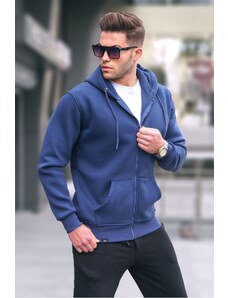 Madmext Navy Blue Hooded Regular Fit Men's Sweatshirt 6033