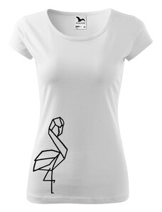Roni Syvin + Adler/Malfini Ručně malované dámské bavlněné tričko - Plameňák na boku
