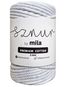 Bavlněná šňůra MILA Premium Cotton 3 mm - bílá stříbrná