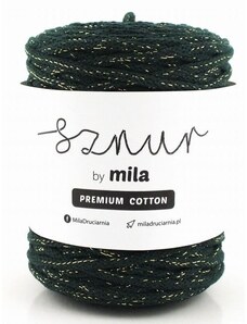 Bavlněná šňůra MILA Premium Cotton 5 mm - zelená lahvová zlatá