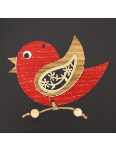 AMADEA Dřevěná dekorace barevný ptáček, masivní dřevo, 10 cm, český výrobek