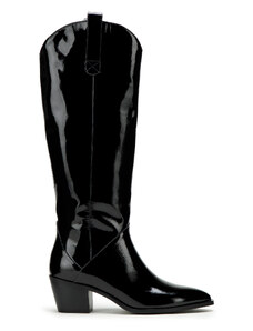 Dámské vysoké lakované kovbojské boty Wittchen, černá, lakovaná useň