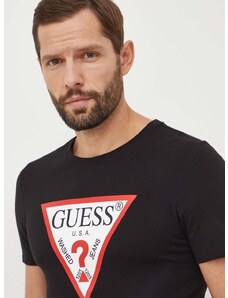 Bavlněné tričko Guess černá barva, s potiskem, M2YI71 I3Z14