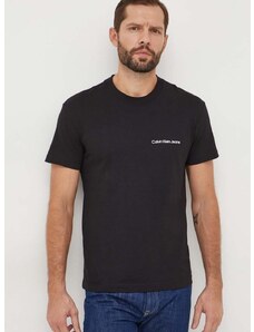 Bavlněné tričko Calvin Klein Jeans černá barva, s potiskem, J30J324671