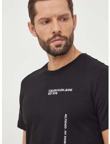 Bavlněné tričko Calvin Klein Jeans černá barva, s potiskem, J30J325065