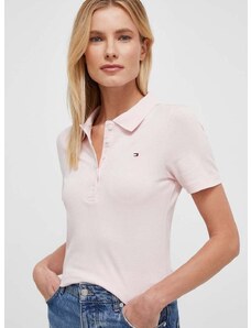 Polo tričko Tommy Hilfiger růžová barva, WW0WW37823