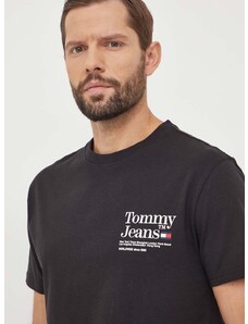 Bavlněné tričko Tommy Jeans černá barva, s potiskem, DM0DM18870