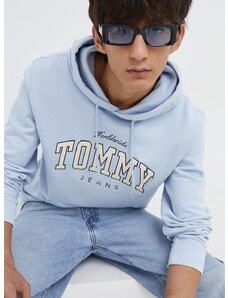 Bavlněná mikina Tommy Jeans pánská, s kapucí, s aplikací