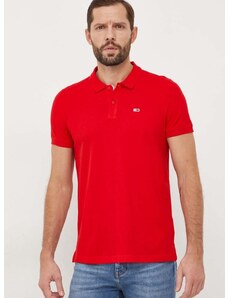 Bavlněné polo tričko Tommy Jeans červená barva