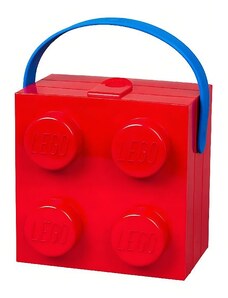 Červený svačinový box s rukojetí LEGO Storage 16,5 x 16,5 cm