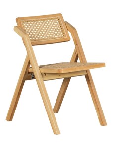 Hoorns Dřevěná zahradní židle Kaden s ratanovým výpletem