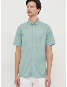 Košile Tommy Hilfiger zelená barva, regular, s límečkem button-down, MW0MW33809