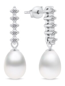 Brilio Silver Okouzlující stříbrné náušnice s perlou a zirkony EA950W