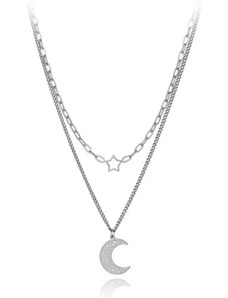 Victoria Filippi Stainless Steel Ocelový náhrdelník Anna - chirurgická ocel, půlměsíc, hvězda
