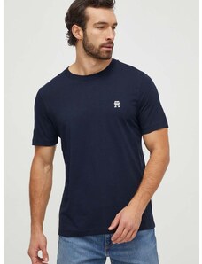 Bavlněné tričko Tommy Hilfiger tmavomodrá barva, s aplikací, MW0MW33987