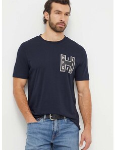 Bavlněné tričko Tommy Hilfiger tmavomodrá barva, s potiskem, MW0MW33893