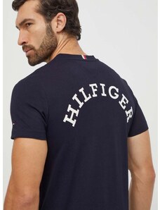 Bavlněné tričko Tommy Hilfiger tmavomodrá barva, s potiskem, MW0MW33686