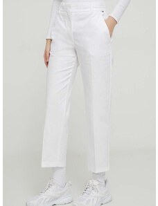 Kalhoty Tommy Hilfiger dámské, bílá barva, jednoduché, high waist