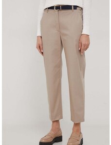 Kalhoty Tommy Hilfiger dámské, béžová barva, jednoduché, high waist