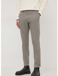 Kalhoty Tommy Hilfiger pánské, šedá barva, ve střihu chinos