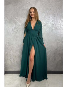 Paris Style Tmavě zelené šaty s hlubokým výstřihem Gloria