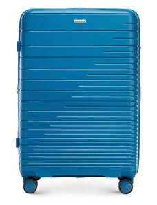 Velký kufr z polypropylenu s lesklými pruhy Wittchen, modrá, polypropylen