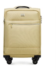 Malý měkký kufr s lesklým zipem na přední straně Wittchen, béžová, polyester