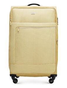Velký měkký kufr s lesklým zipem na přední straně Wittchen, béžová, polyester