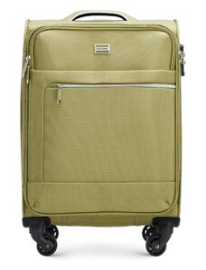 Malý měkký kufr s lesklým zipem na přední straně Wittchen, zelená, polyester